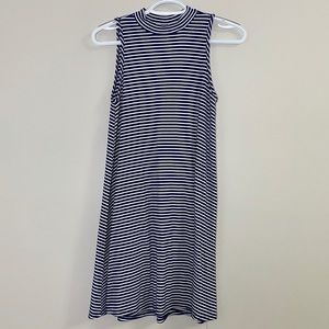 Moa Moa Mock Neck Striped Swing Dress Small